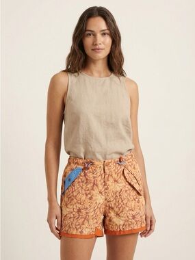 American Eagle Outfitters Orange Floral High-Waist Shorts
